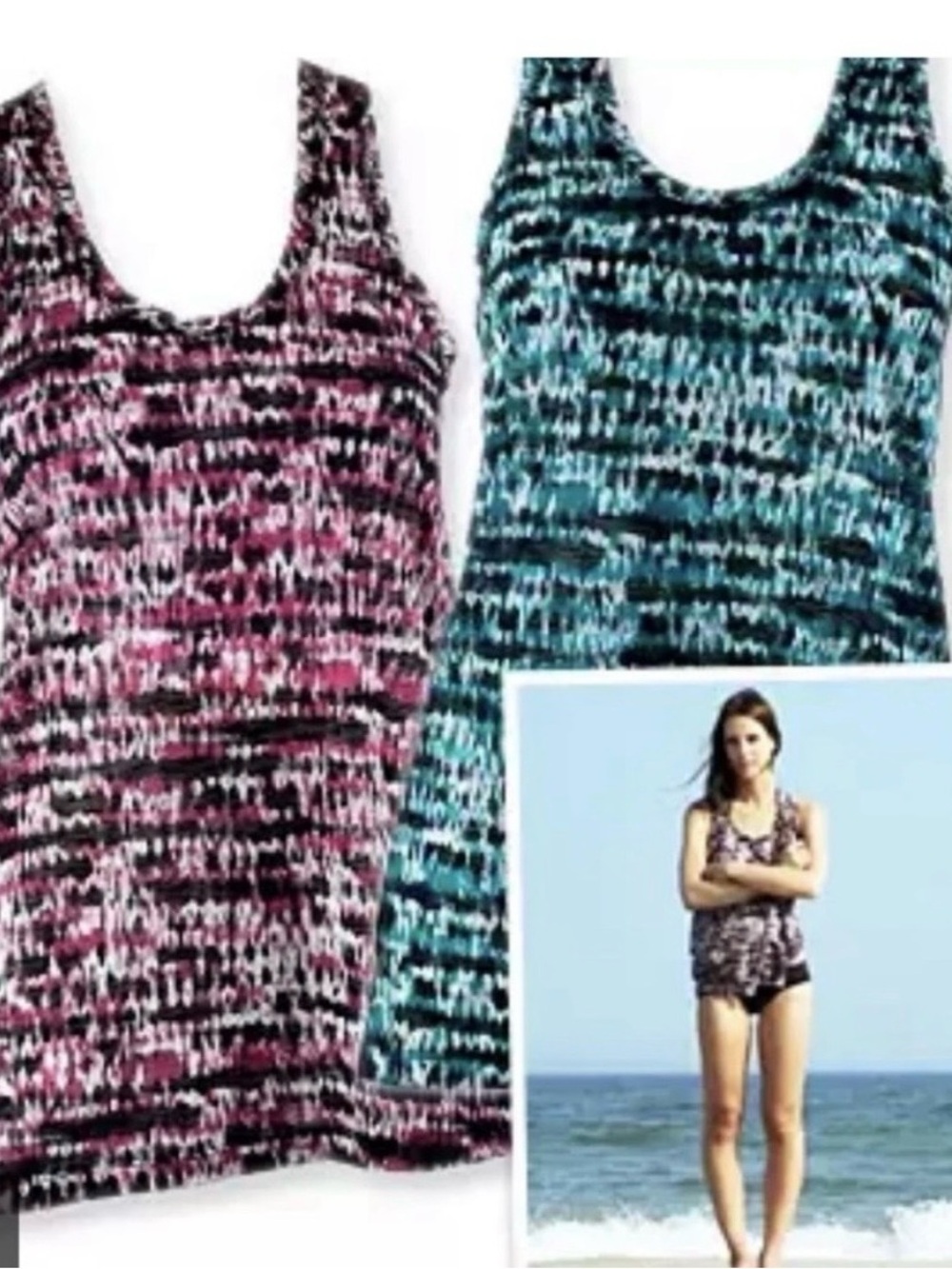 Vintage Proenza Schouler Pink Black & White Tie Dye Tank Top, Size M